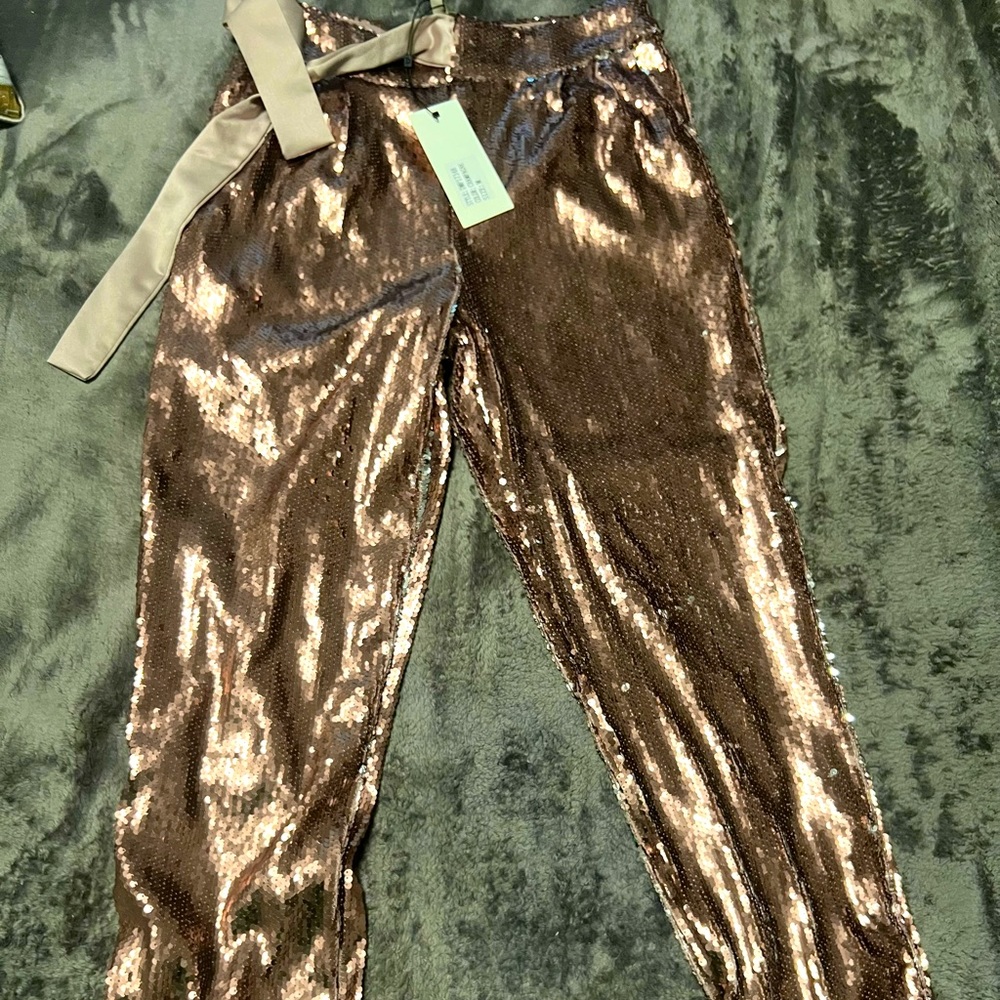 New sequined pants side tie.